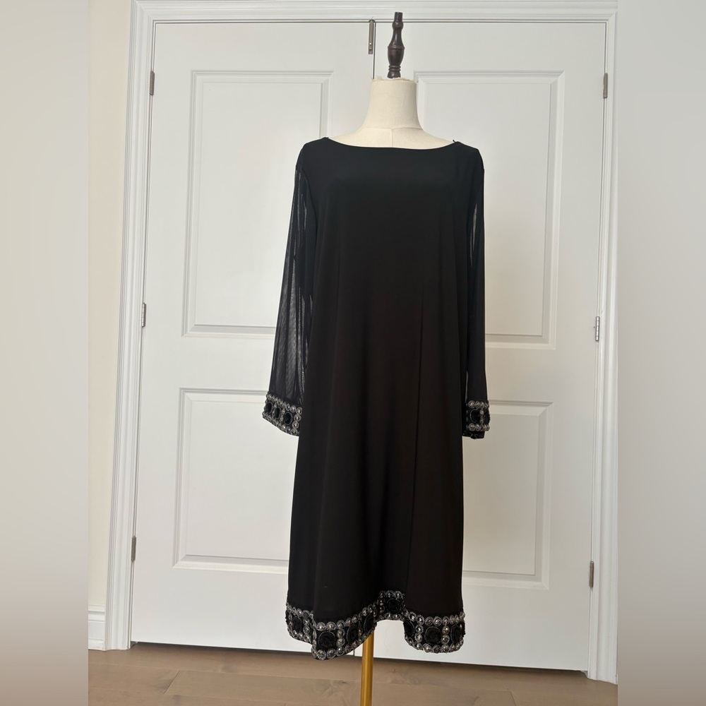 Tiana B. Black Long Sleeve Dress with Embellished Cuffs